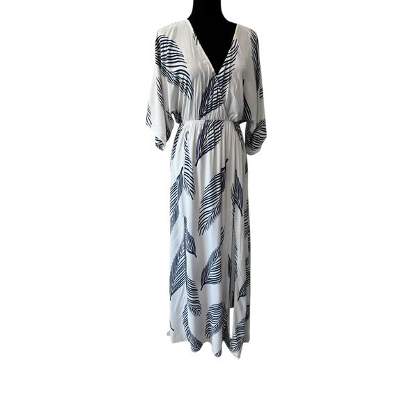 Baltic Born Cornith Maxi Dress Size MEDIUM Blue White Tropical Beach Wrap - Picture 11 of 11